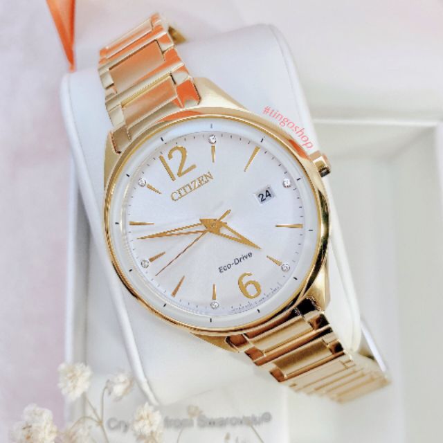 Đồng hồ nữ chính hãng Citizen FE6102-53A Eco-drive - Kính cứng - Dây kim loại - size 37mm