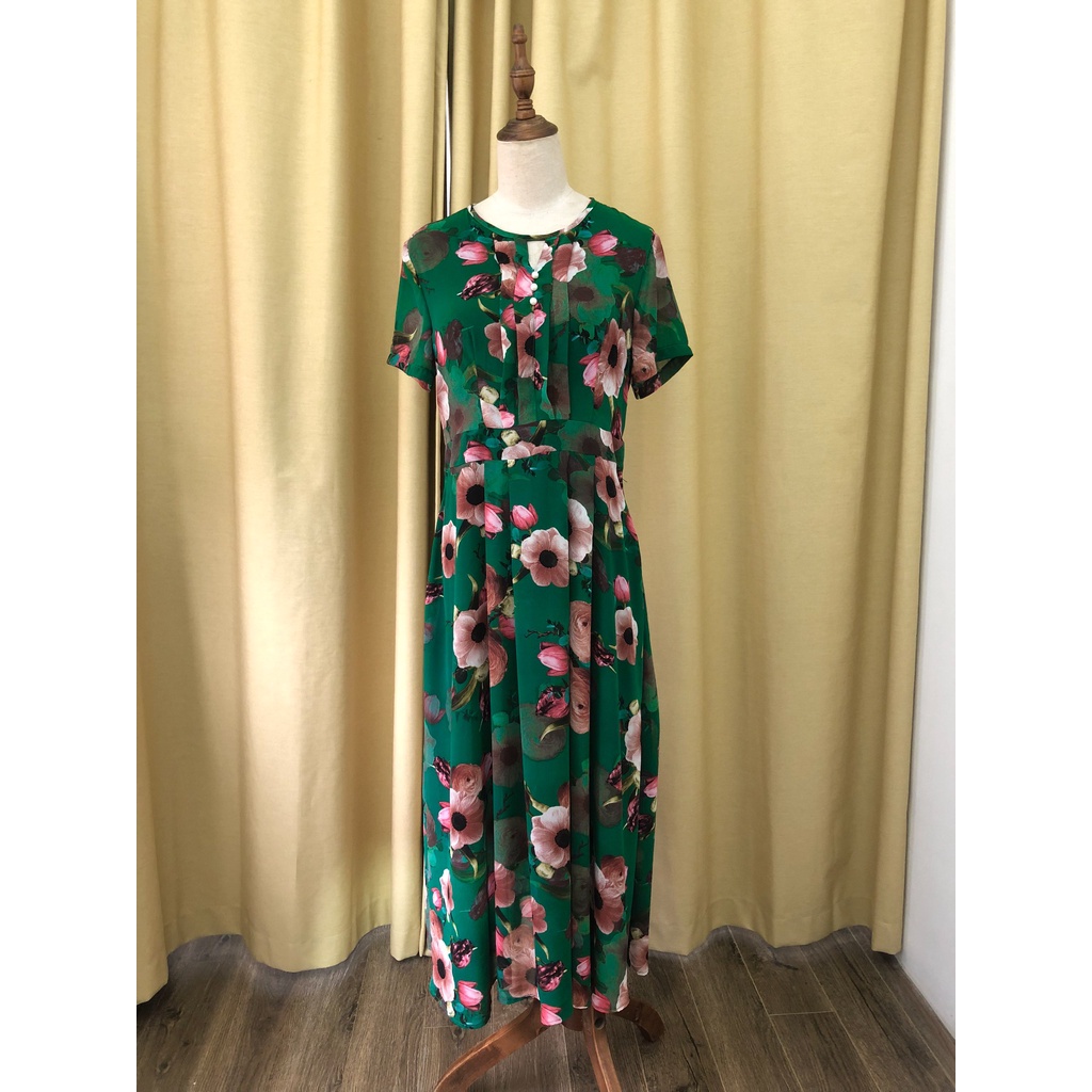 Đầm trung niên hàng thiết kế dự tiệc LYBEE dáng xòe von tơ cao cấp 630