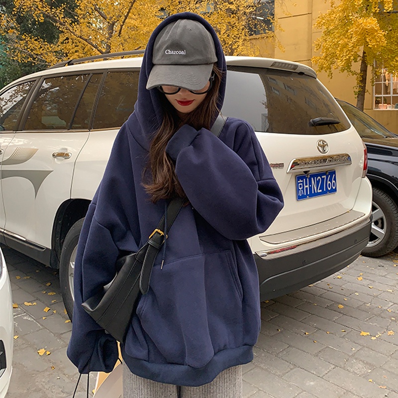 Áo hoodie tay dài in chữ thời trang Hàn Quốc