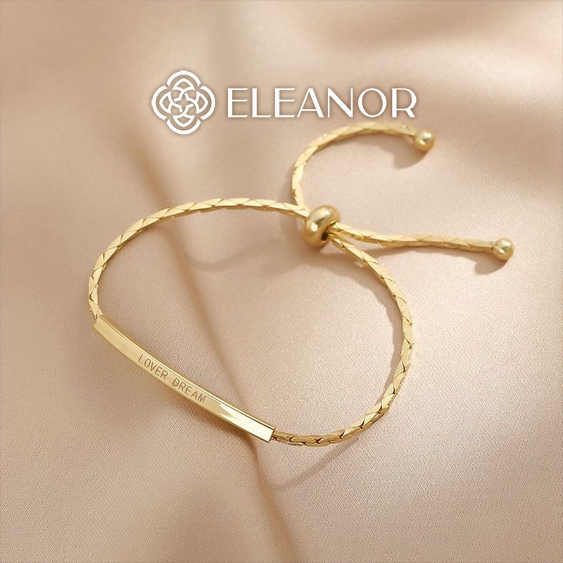 Lắc tay dây rút Eleanor Accessories vòng tay nữ gold bar khắc chữ phụ kiện trang sức đẹp