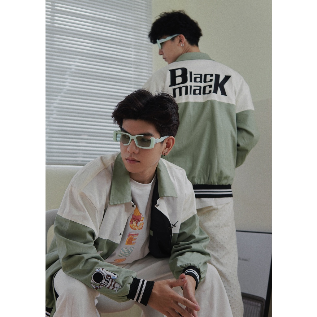 Áo Khoác Rockie Bomber Varsity, cổ bẻ, màu XANH MINT Full Thêu BLACKMIACK