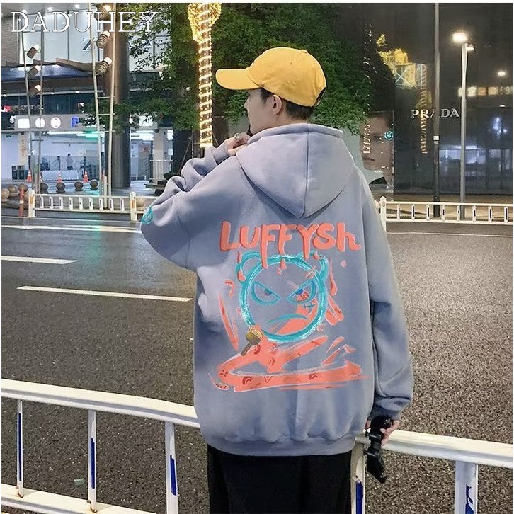 Áo len hoạ tiết in có mũ trùm đầu dáng rộng thời trang mùa xuân kiểu Mỹ 2022 dành cho nam