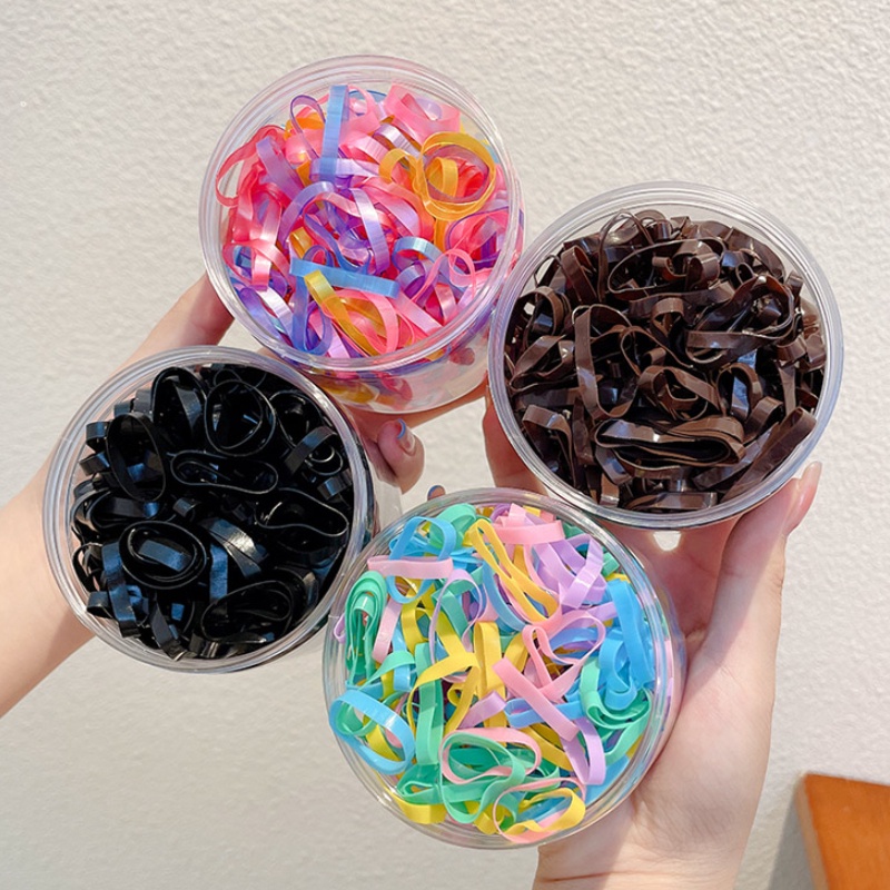 Dây Buộc Tóc Cao Su Bản Rộng Dày Co Giãn Màu Sắc Kẹo Ngọt Không Đau Cho Bé Gái