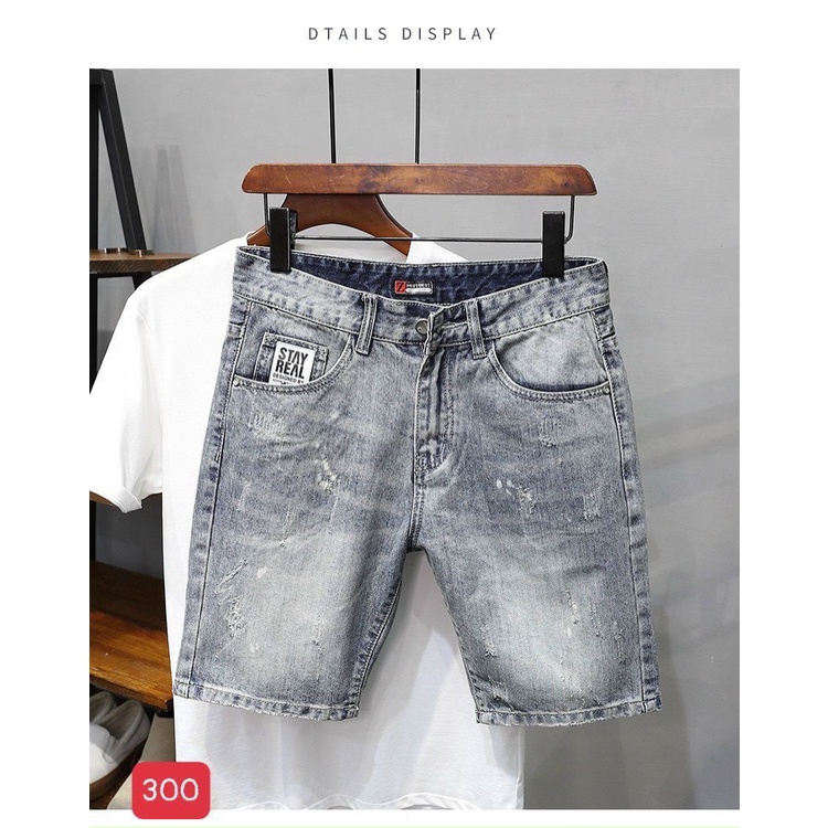 Quần short jean nam xước chất bò - quần short demin lửng nam co giãn thời trang cao cấp Pn_shop90 ms264