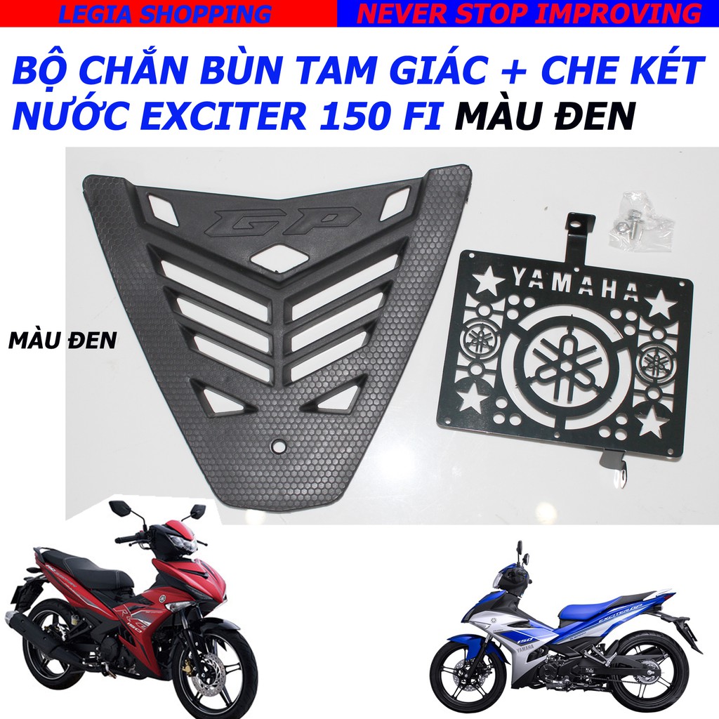 1 CÁI CHẮN BÙN TAM GIÁC + 1 CÁI BẢO VỆ KÉT NƯỚC EXCITER 150 - MÀU ĐEN