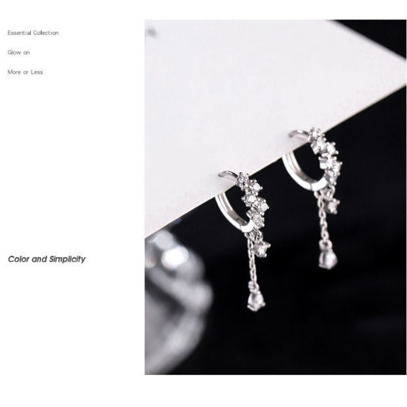 Phụ nữ Hàn Quốc Hoa tai tua rua thời trang độc đáo Hoa tai dài Rhinestone chất lượng cao