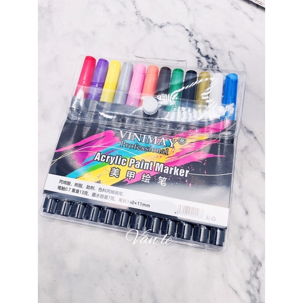 Bút vẽ móng tay 3d trang trí nail chuyên dụng bộ 12 màu vinimay