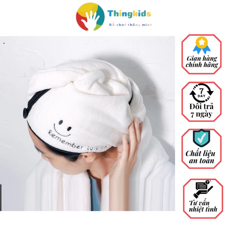 Mũ lau khô tóc, chùm tóc, ủ tóc sau khi gội - Thingkids