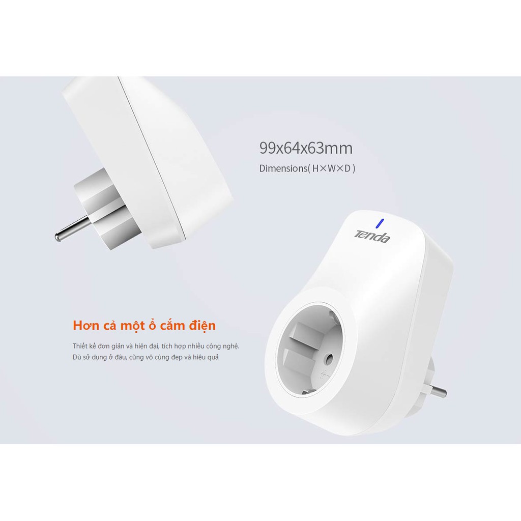 Ổ cắm wifi thông minh Tenda SP3 - Điều khiển từ xa - Hàng Chính Hãng