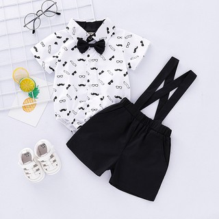 Set áo liền quần & quần short có dây đeo vai cho bé trai