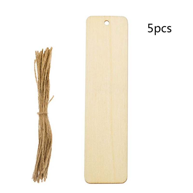 Set thẻ tag đánh dấu trang sách trống DIY dạng treo bằng gỗ thủ công chưa hoàn thiện