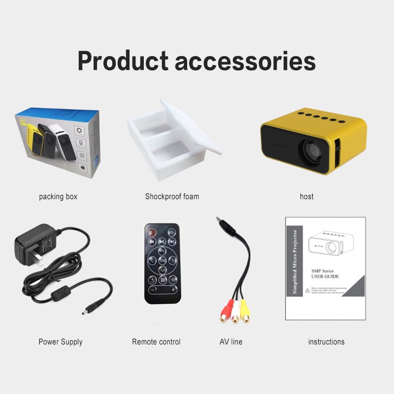 Máy chiếu mini, Máy chiếu cho điện thoại, Máy chiếu phim LCD, Máy chiếu rạp hát tại nhà 1080P với giao diện USB AV và điều khiển từ xa