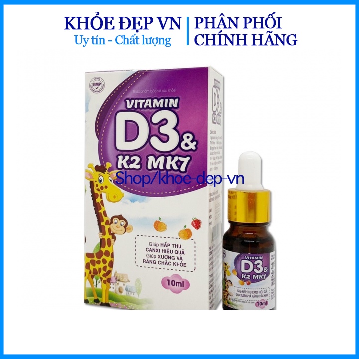 Tinh chất Vitamin D3 K2 MK7 nhỏ giọt giúp chắc khỏe xương răng - Chai 10ml