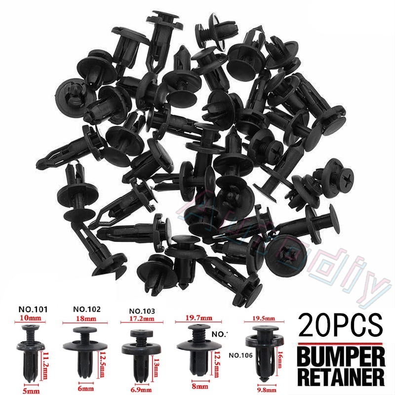 Set 20 Đinh Tán Nhựa 5mm 6mm 7mm 8mm 9mm 10mm Chuyên Dụng Cho Xe Hơi