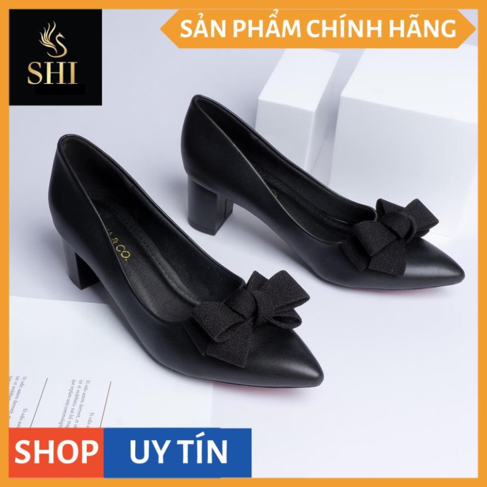 Giày cao gót Erosska thời trang mũi nhọn đính nơ điệu đà kiểu dáng cơ bản cao 5cm màu kem _ EP005 | BigBuy360 - bigbuy360.vn