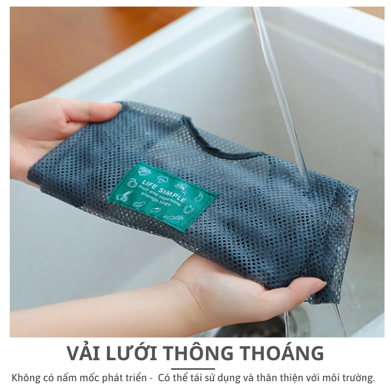 Túi lưới treo đựng hành tỏi rau củ nhà bếp - Túi đi siêu thị, đi chợ Simple Life thân thiện bảo vệ môi trường