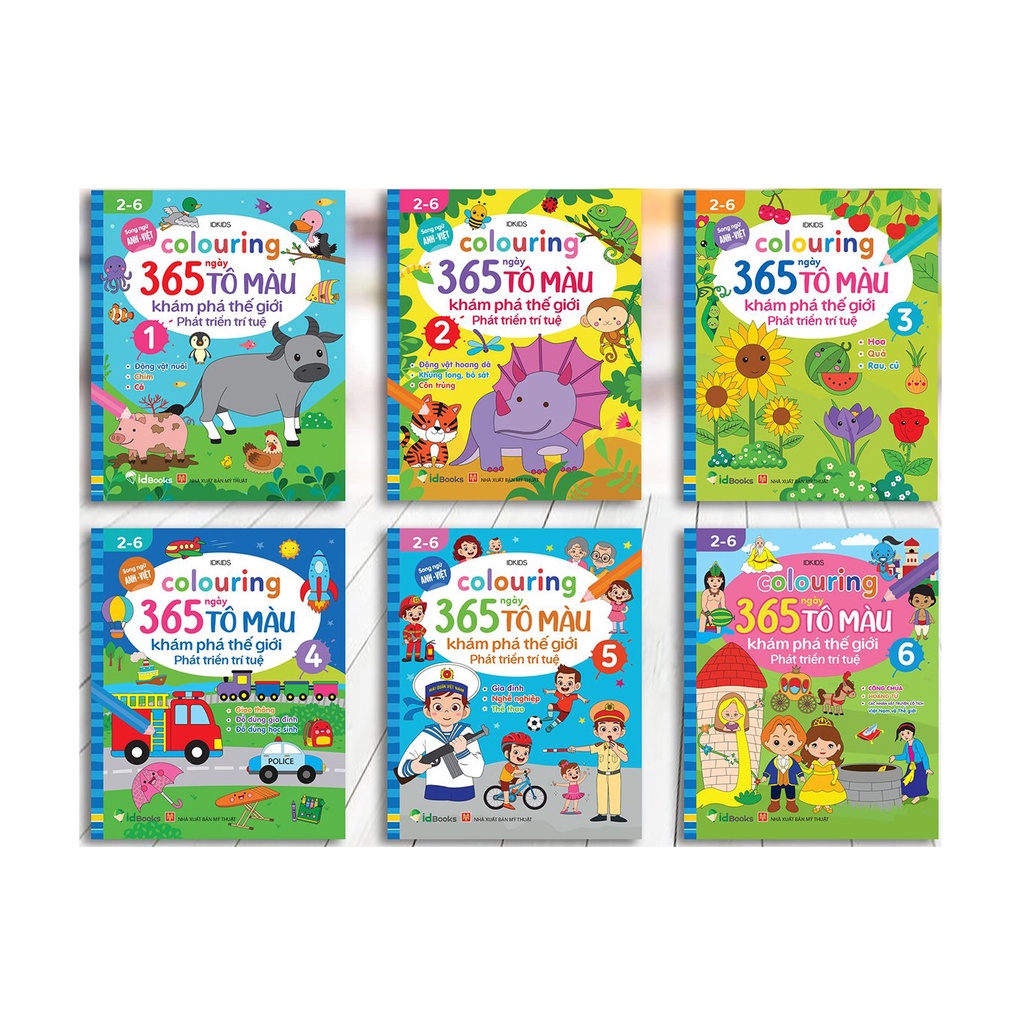Sách - Combo Colouring 365 ngày tô màu khám phá thế giới phát triển trí tuệ (Bộ 6 cuốn)