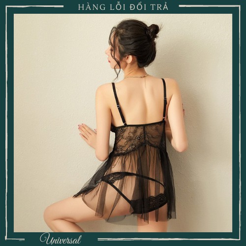 Váy Ngủ Xuyên Thấu Siêu Gợi Cảm - Đầm Ngủ Siêu Mỏng Trong Suốt Kèm Quần Lót Dây Lọt Khe UNIVERSALXXX - DNS42