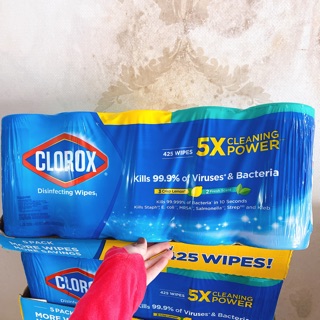 Khăn giấy ướt chuyên dụng clorox . vừa làm sạch vừa diệt khuẩn 99%.