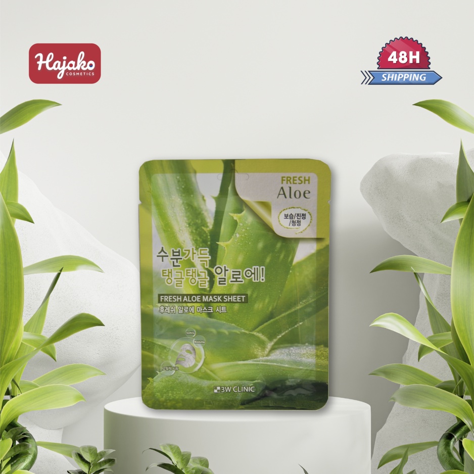 Mặt nạ dưỡng ẩm và làm trắng chiết xuất từ lô hội Hàn Quốc 3W Clinic Fresh Aloe 23ml HAJAKO