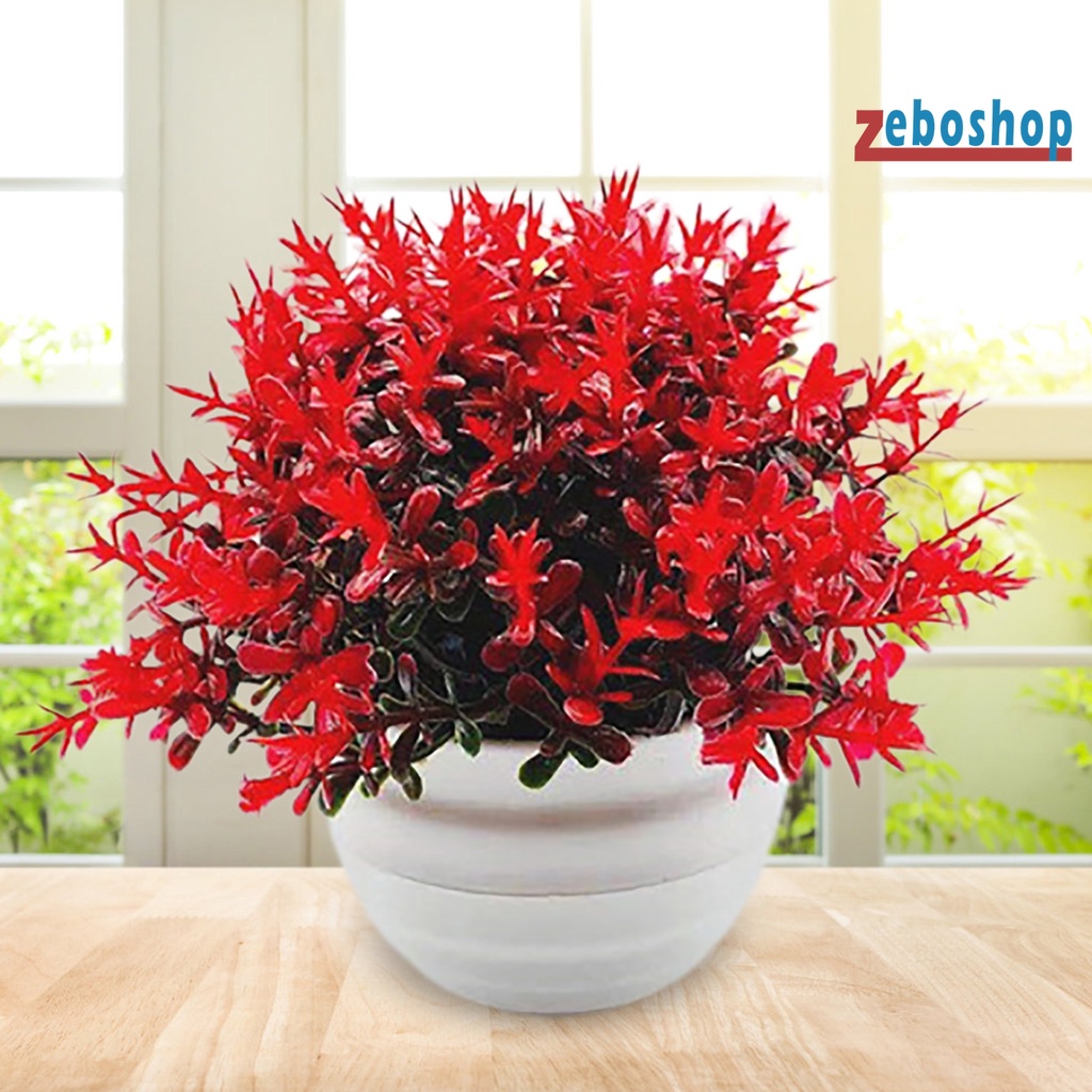 1 Bộ Chậu Cây Cỏ Nhân Tạo Bằng Nhựa Để Bàn Trang Trí Ngoài Trời