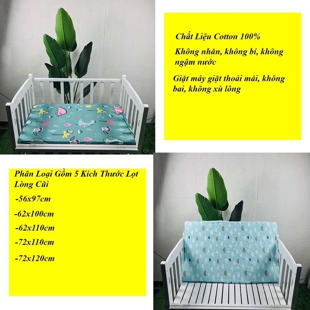 Ga Chun Bọc Đệm Cũi Trẻ Em BabySun Chất Liệu 100% Cotton Mềm Mịn Không Nhăn Không Xù Nhiều Màu Sắc Và Kích Thước Cho Cũ