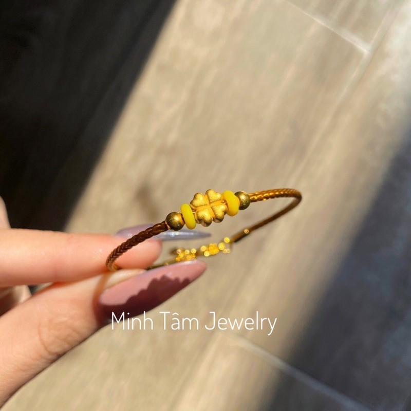 Charm cỏ bốn lá 24k,Cỏ 4 lá 24 karat mini-Minh Tâm Jewelry