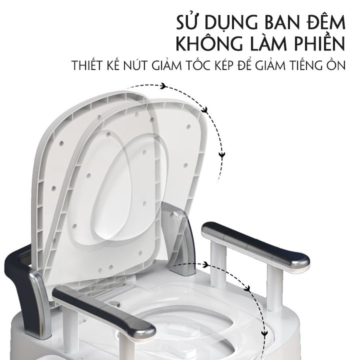 Bồn Cầu Di Động Dành Cho Người Già Có Tay Vịn Và Nắp Đậy Thông Minh - Bô Vệ Sinh Trong Nhà Thuận Tiện Cho Bà Bầu, Trẻ Em