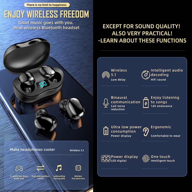 Tai nghe không dây TWS Có Micro Chống Ồn Phong Cách Thể Thao Chất Lượng Cao Cho android apple