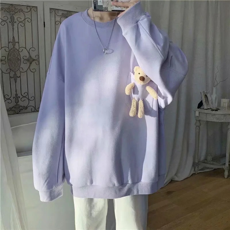 Áo nỉ tay dài in họa tiết gấu kích thước M-2XL cho nam nữ | BigBuy360 - bigbuy360.vn