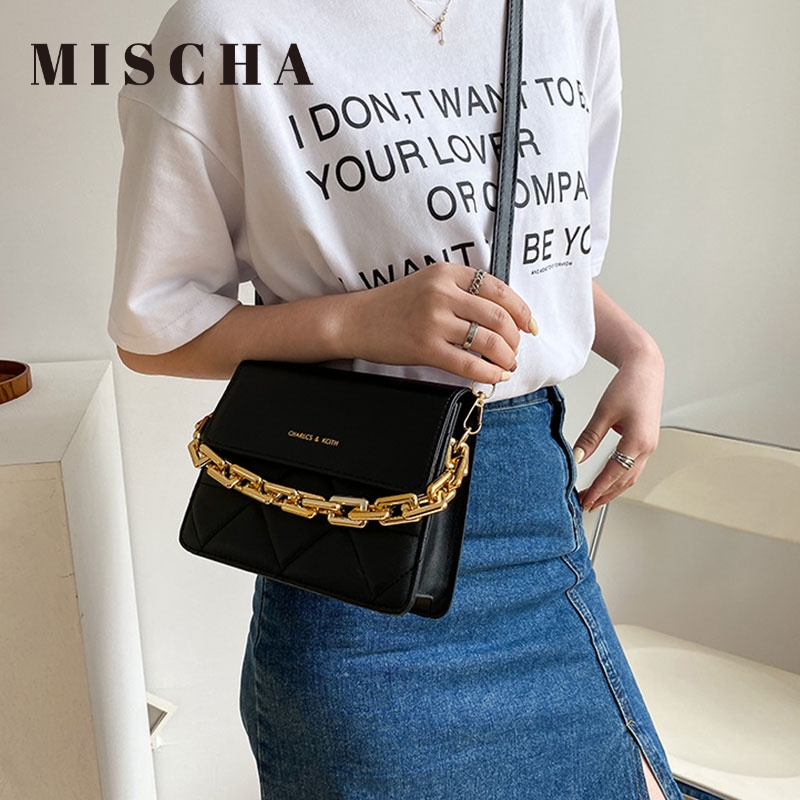Mischa Túi Đeo Vai Hình Vuông Cỡ Nhỏ Bằng Da PU Màu Trơn Phong Cách Phương Tây Thời Trang