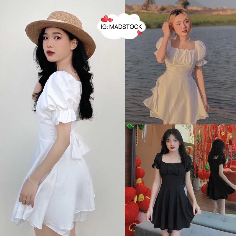 VÁY BABYDOLL CỔ VUÔNG *BPINK* CÓ QUẦN FREESIZE QUAI LƯNG  VÁY QUẦN NINA