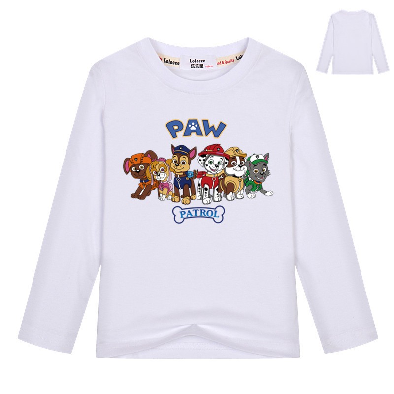 Trẻ em áo thun dài tay bé trai hoạt hình paw tuần tra chó in áo Quần áo