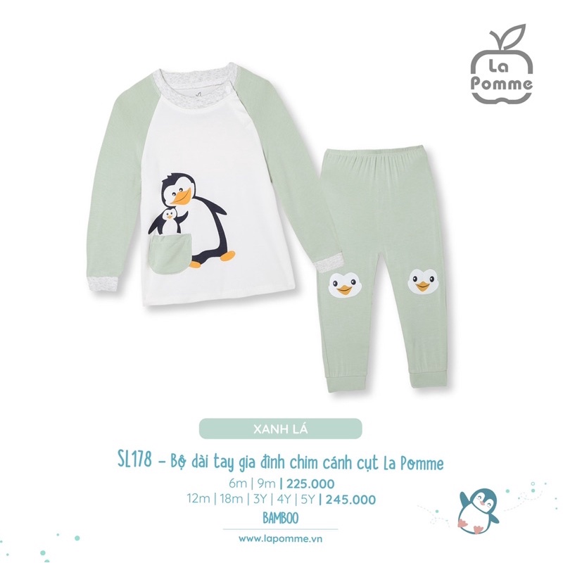 La Pomme Bộ dài tay cài vai La pomme gia đình chim cánh cụt AW2021