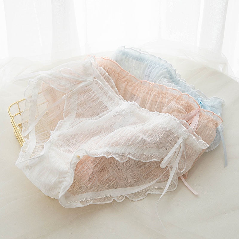 Quần lót ren nữ sexy mềm mại đính nơ phong cách Lolita - Quần lót cao cấp gợi cảm - Quần lót xuyên thấu | BigBuy360 - bigbuy360.vn