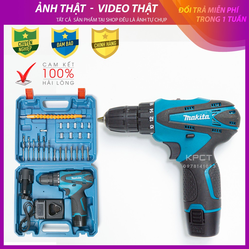 Khoan pin Makita 12v tặng nhiều phụ kiện vô cùng tiện lợi