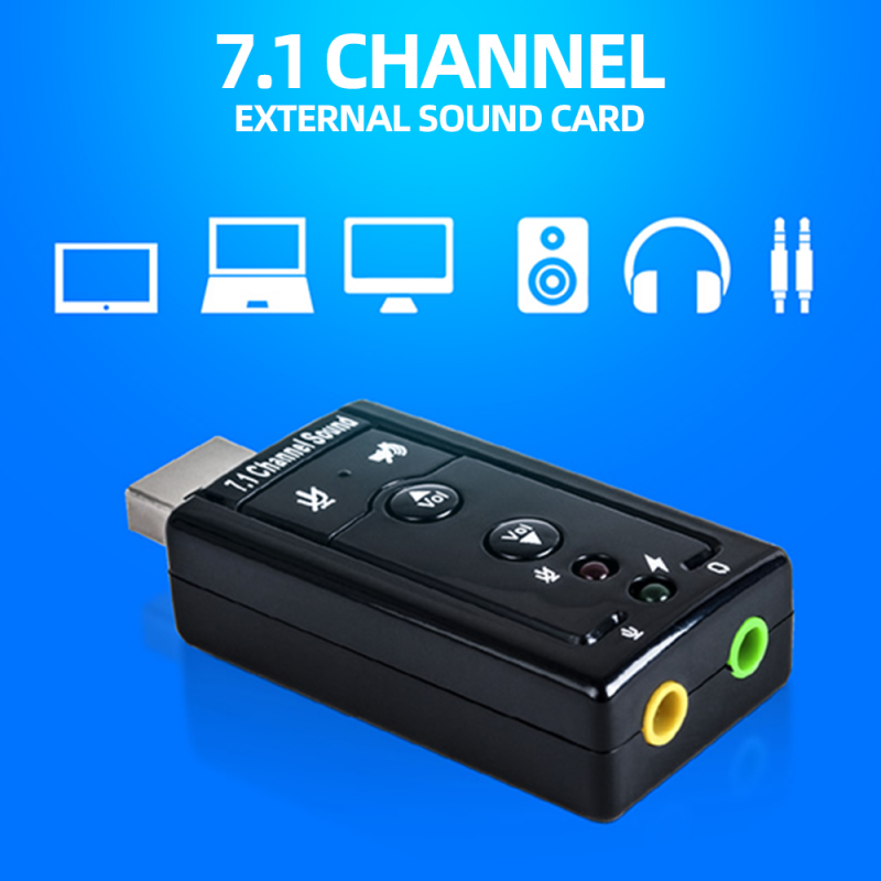 Card âm thanh ngoài FONKEN mini USB 7.1 cho Windows XP/2000/Vista/7/8/10 3D USb cho PC laptop