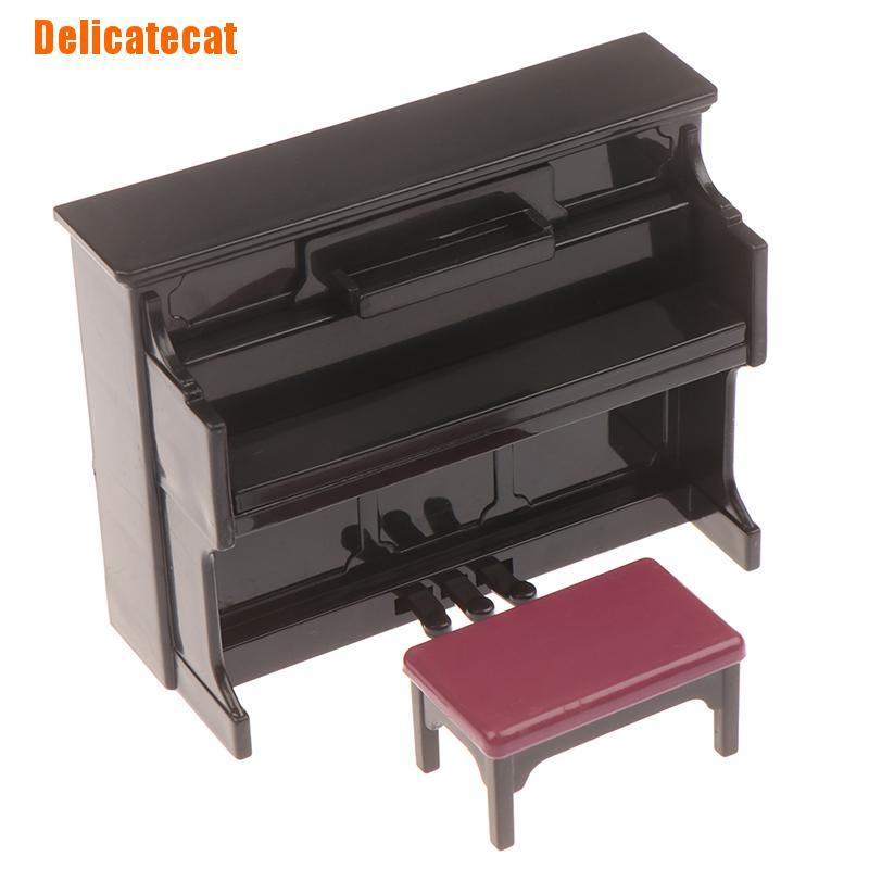 Mô hình đàn piano và mô hình ghế mini tỉ lệ 1:12 trang trí nhà búp bê