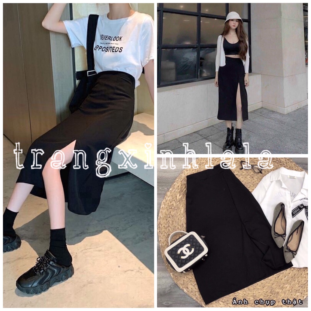  Chân Váy Dài Xẻ Tà Cá Tính, Váy Chữ A Dáng Công Sở - CV808