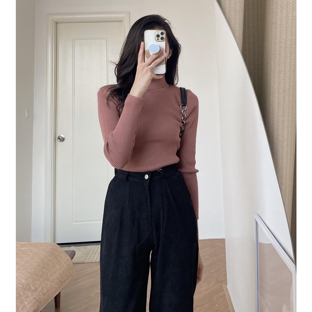 (Ảnh thật) Len tăm cổ lọ Hàn 5452