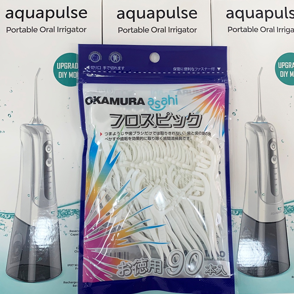 Okamura Combo 5 gói tăm chỉ kẽ răng nha khoa Nhật Bản (Bịch 50 cây/90 cây) DAMIN