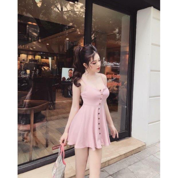 Đầm 2 dây - Ôm Body Phối Hàng Nút - Mẫu Siêu Xinh TT 31