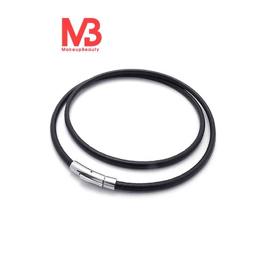 vòng cổ Da Bện Khóa Thép Không Gỉ Màu Đen 4mm - Dài 40cm Dành Cho Nam Và Nữ