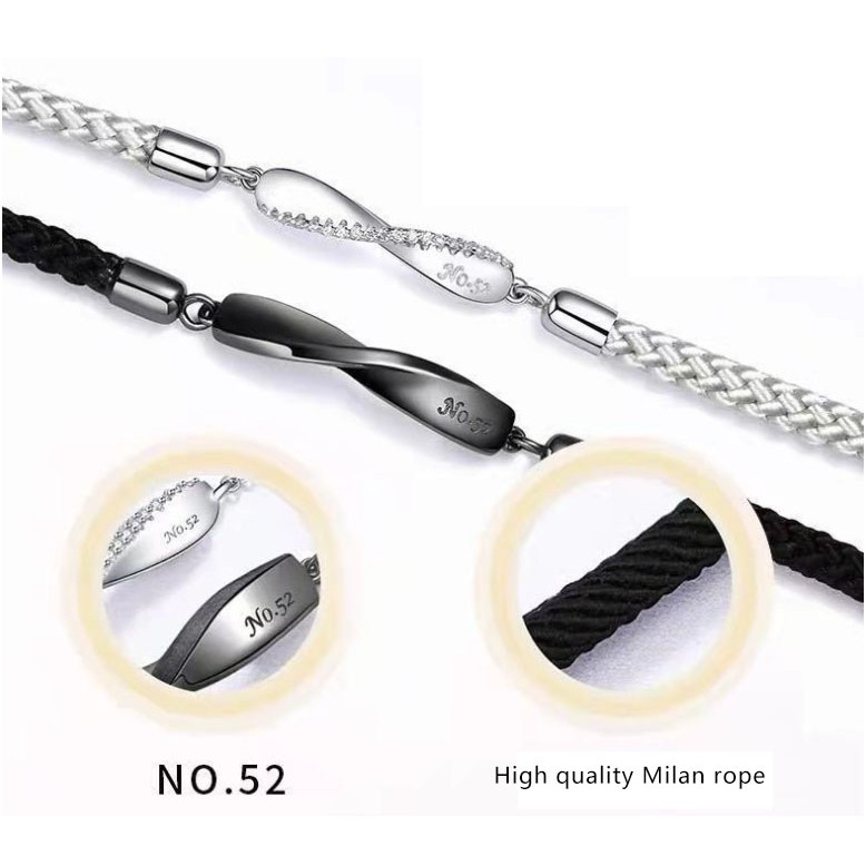 [Coisíní] S925 Siliver Mobius  Bracelet High Quality Milan Rope For Couple Braided Hand Rope Gift For Boyfriend And Girlfriend