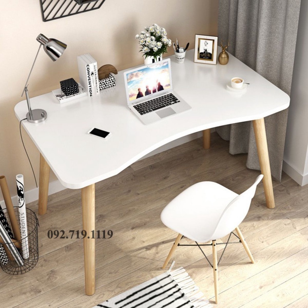 Bàn làm việc chân gỗ cao cấp 75cm ANA kiểu dáng hiện đại dùng trong văn phòng tại nhà, dễ dàng lắp đặt - BLVCG01
