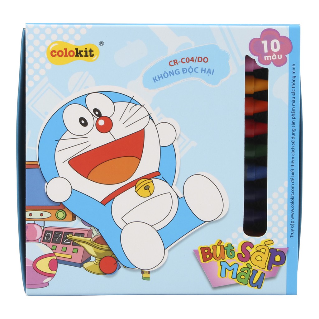 Bút sáp màu Doraemon 𝑻𝒉𝒊𝒆̂𝒏 𝑳𝒐𝒏𝒈 Colokit 24 màu - 16 màu -10 màu chất lượng CR-C04/DO - CR-C05/DO - CR-C06/DO