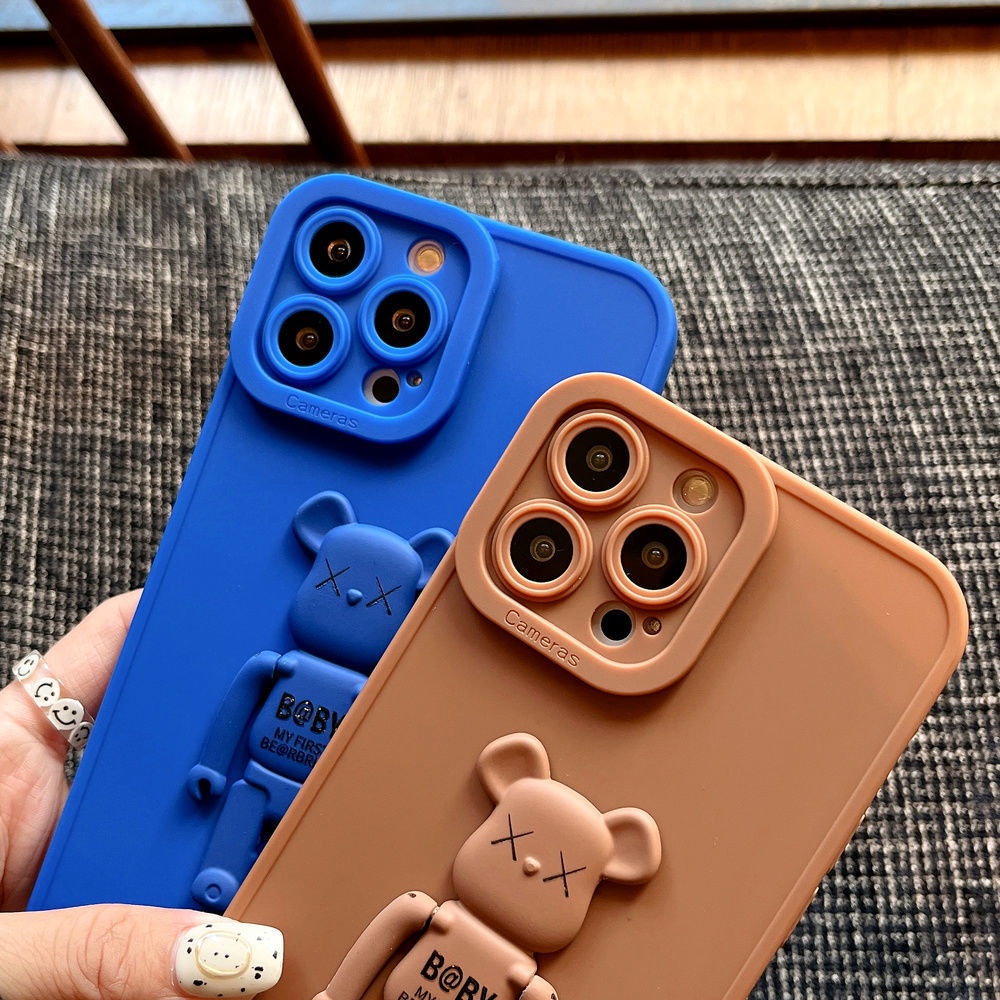 Ốp Điện Thoại Có Giá Đỡ Hình Gấu Cho IPhone 12 13 11 Pro Max X Xs Max Xr 7 8 Plus