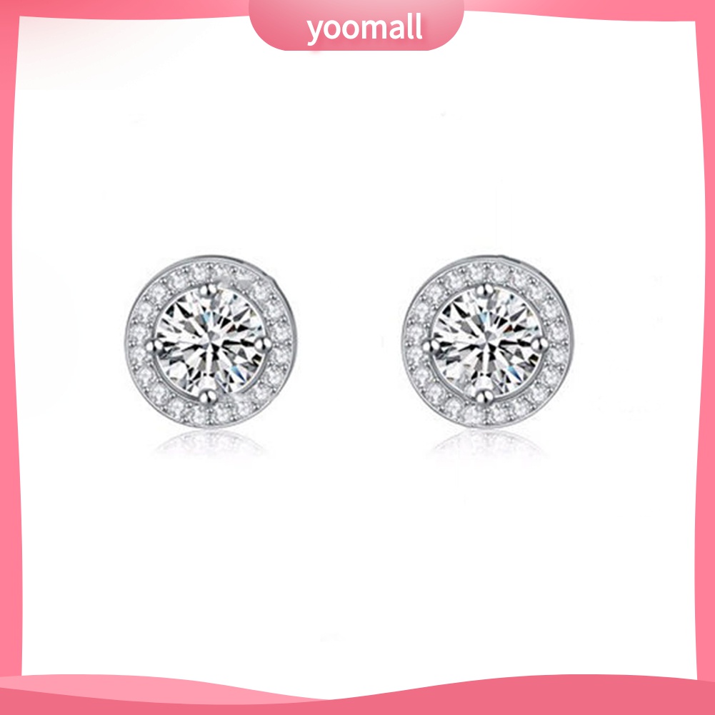 Yomall♡ Bông Tai DạNg TròN ĐíNh Đá ThờI Trang