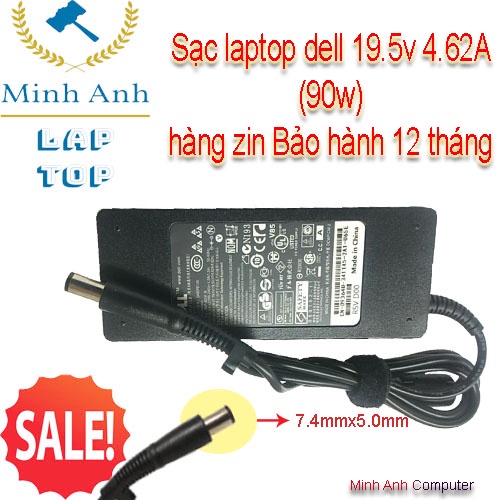 Sạc chân kim to dell ,Sạc laptop dell 19.5v 4.62A (90w) hàng zin (new) - Bảo hành 12 tháng