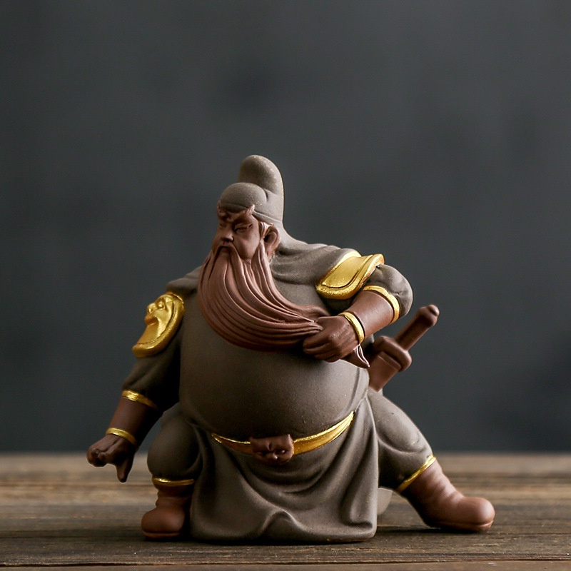 Bộ tượng Quan Công - Quan Vũ gốm Tử Sa trang trí, để bàn trà, quà tặng, trang trí xe hơi - Tự Thanh